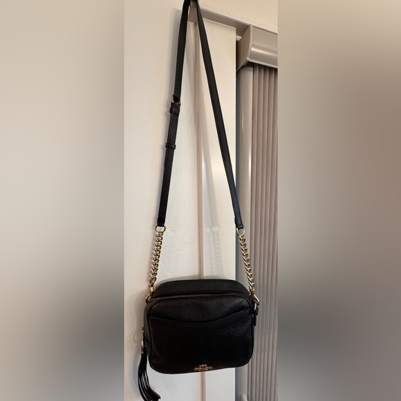 Coach Black Pebbled Leather Camera Crossbody Bag - Picture 3 of 15